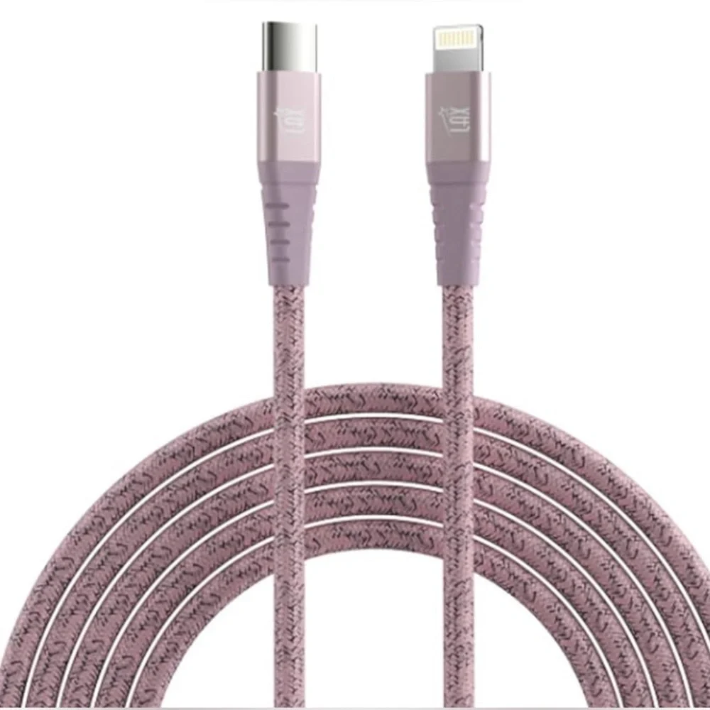 LAX Pink USB Type-C Braided Cable - 10ft, Android Compatible, NEW in Box